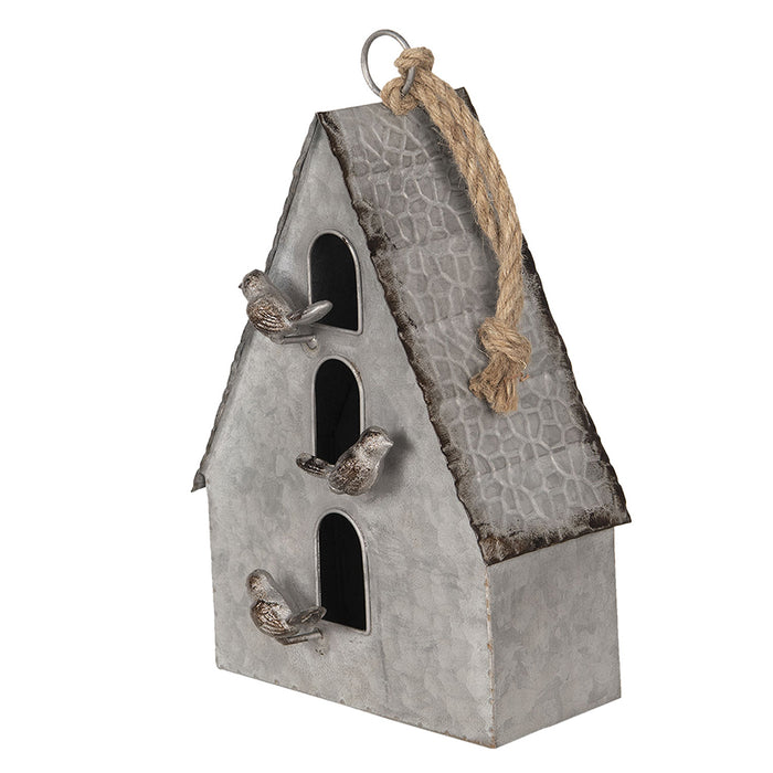 Clayre & Eef Vogelhuis 20x10x29 cm Grijs Ijzer Vogelhuisje Hangend