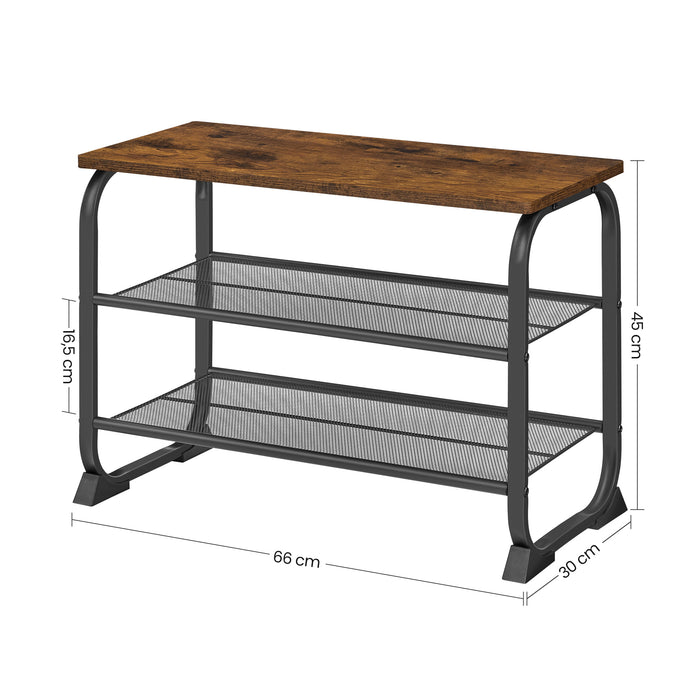 O’DADDY® Schoenenbank - schoenenrek metaal - 6 paar - 66x30x45 - Bruin