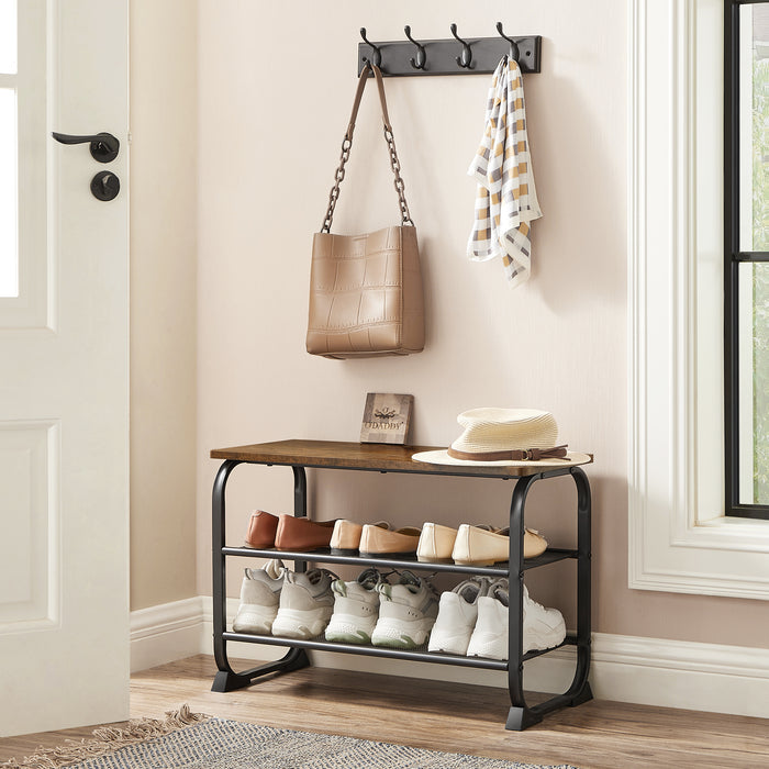 O’DADDY® Schoenenbank - schoenenrek metaal - 6 paar - 66x30x45 - Bruin