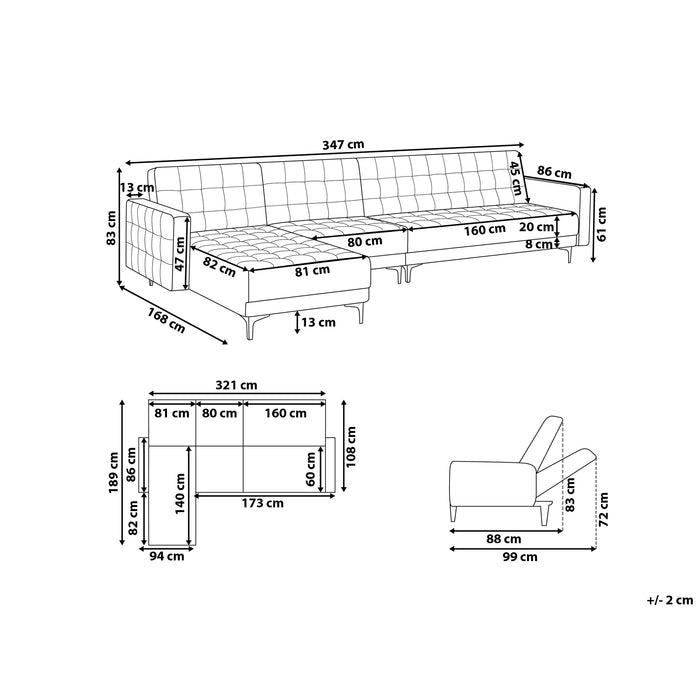 Beliani-ABERDEEN-Hoekslaapbank-Marineblauw-Rechts-347 cm-Fluweel