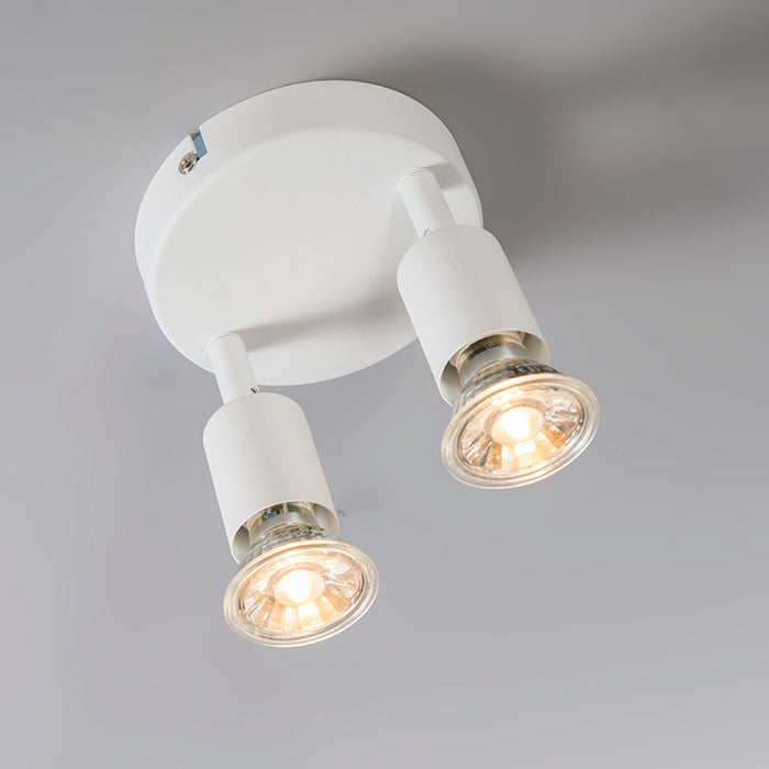 QAZQA Moderne spot wit kantelbaar rond 2-lichts - Jeany