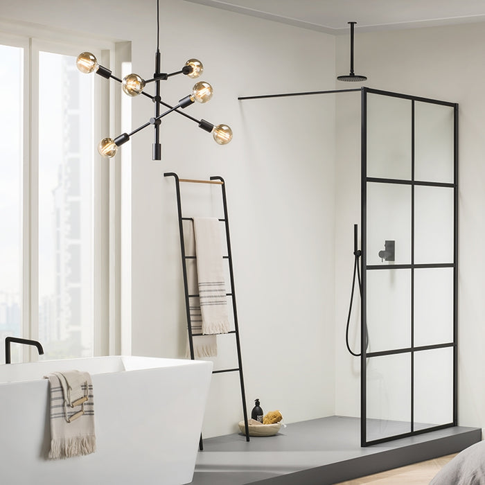 QAZQA Industriële hanglamp zwart 6-lichts - Sydney