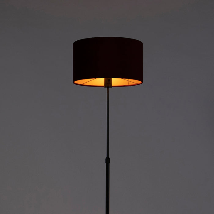 QAZQA Vloerlamp zwart met velours kap rood met goud 35 cm - Parte