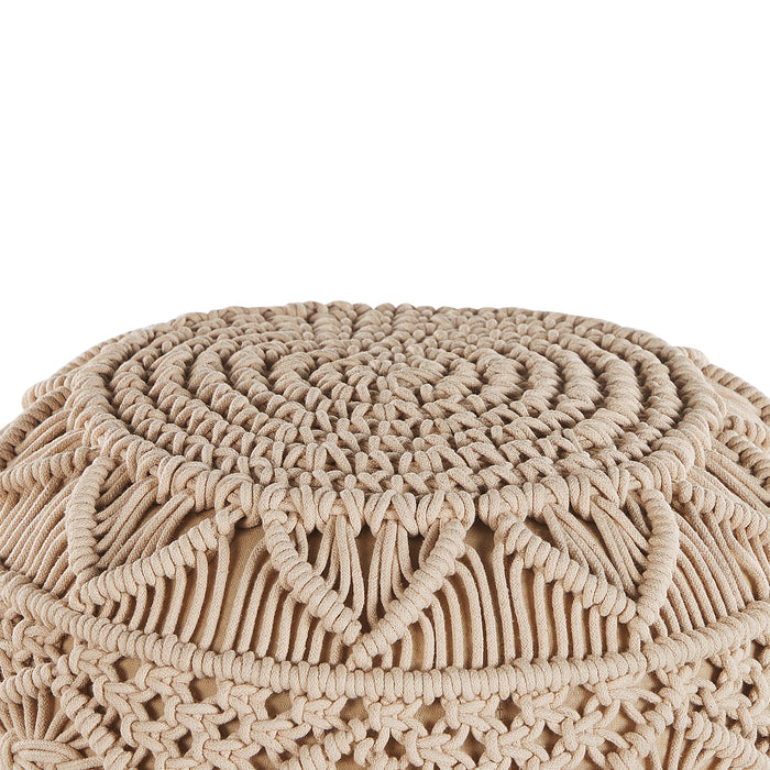 Beliani - KAYSERI - Poef - Beige - 40 cm - Katoen