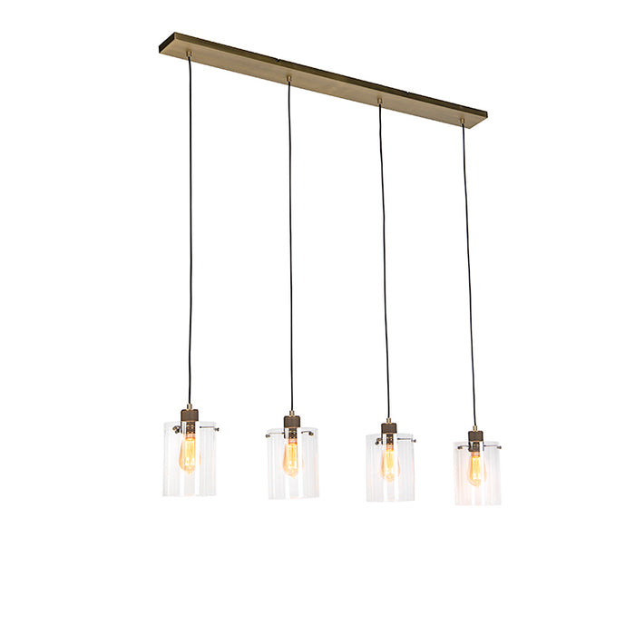 QAZQA Scandinavische hanglamp brons met glas 4-lichts - Dome