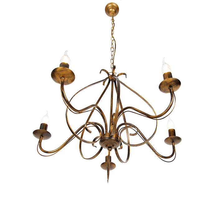 QAZQA Klassieke kroonluchter antiek goud 5-lichts - Giuseppe