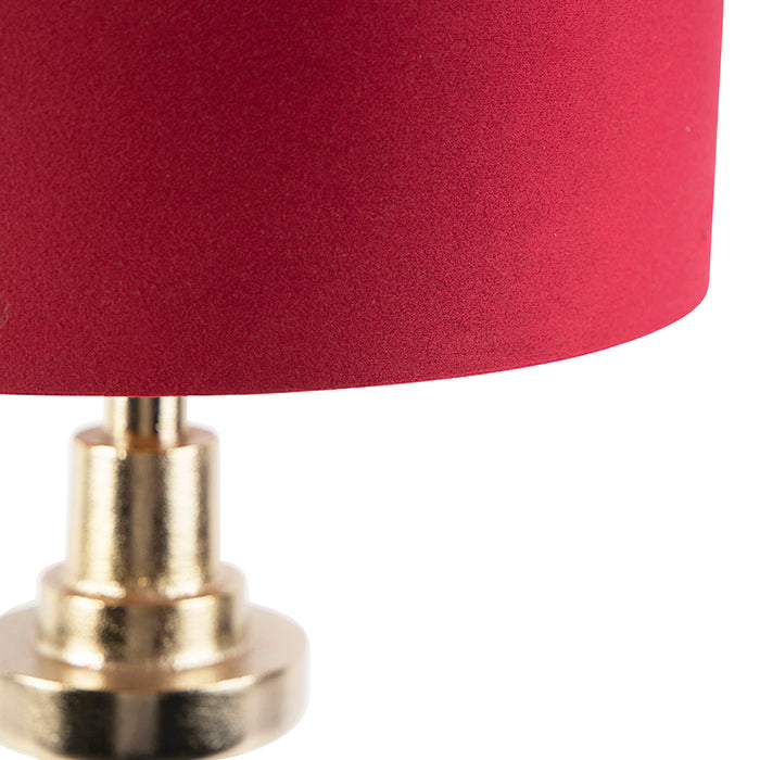 QAZQA Art deco tafellamp met velours kap rood 35 cm - Diverso