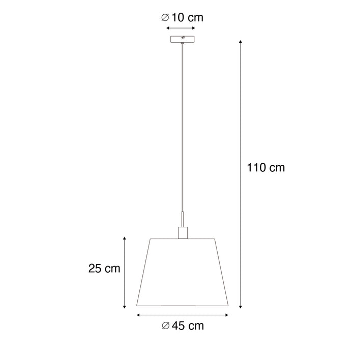 QAZQA Moderne hanglamp wit met zwarte kap 45 cm - Pendel