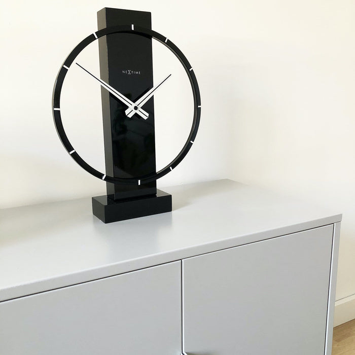 NeXtime - NeXtime - Tafel|Wandklok - 34x27cm - Hout|Staal - Zwart -