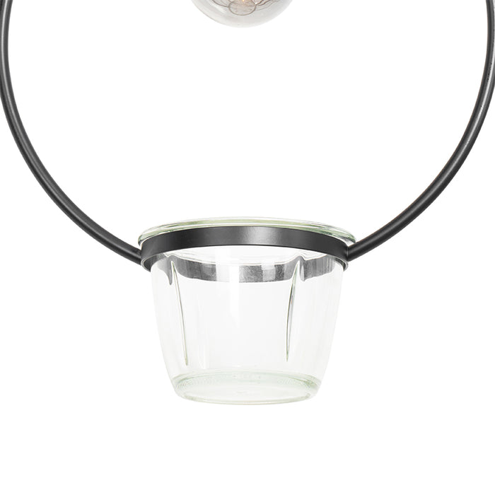 QAZQA Moderne hanglamp zwart met glas rond - Roslini