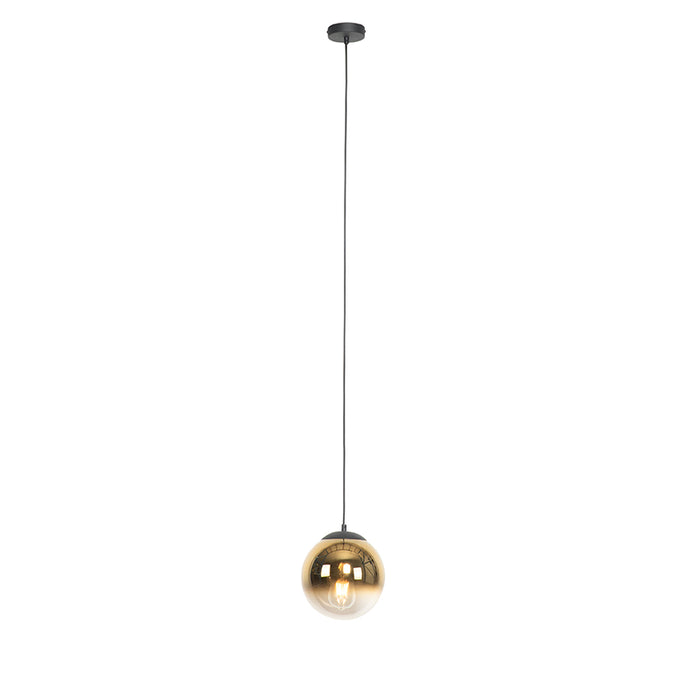 QAZQA Art deco hanglamp zwart met goud glas 20 cm - Pallon