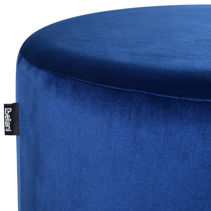 Beliani - LOVETT - Poef - Donkerblauw - Fluweel