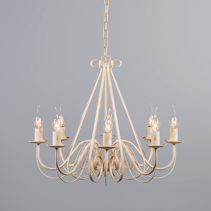 QAZQA Kroonluchter crème 60 cm met taupe klemkappen - Giuseppe