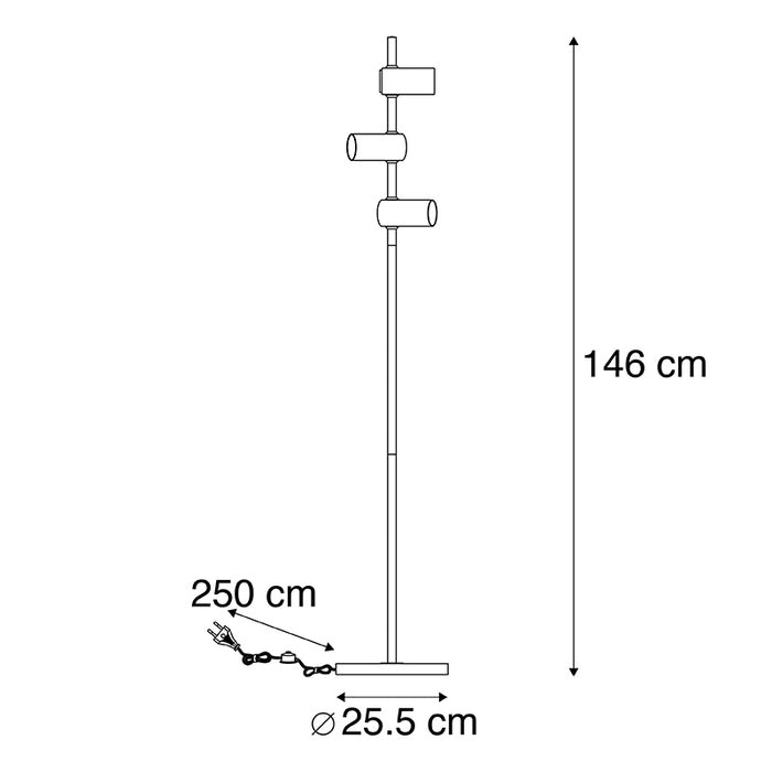 QAZQA Vloerlamp facil - Goud|messing - Modern - D 255mm