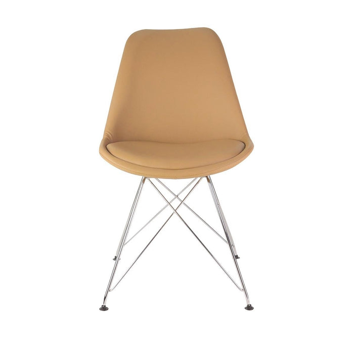 Essence Metal eetkamerstoel kunstleer cognac - chroom onderstel