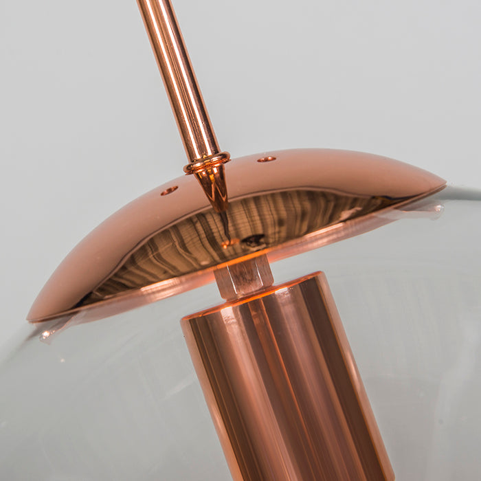 QAZQA Art deco hanglamp koper met helder glas 30 cm - Ball 30