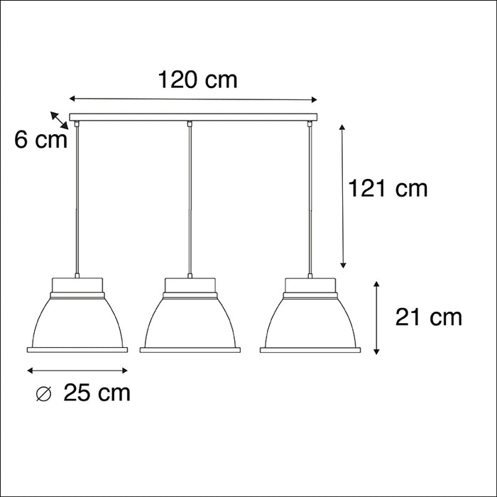QAZQA Hanglamp ron hl - Zwart - Landelijk - L 1200mm