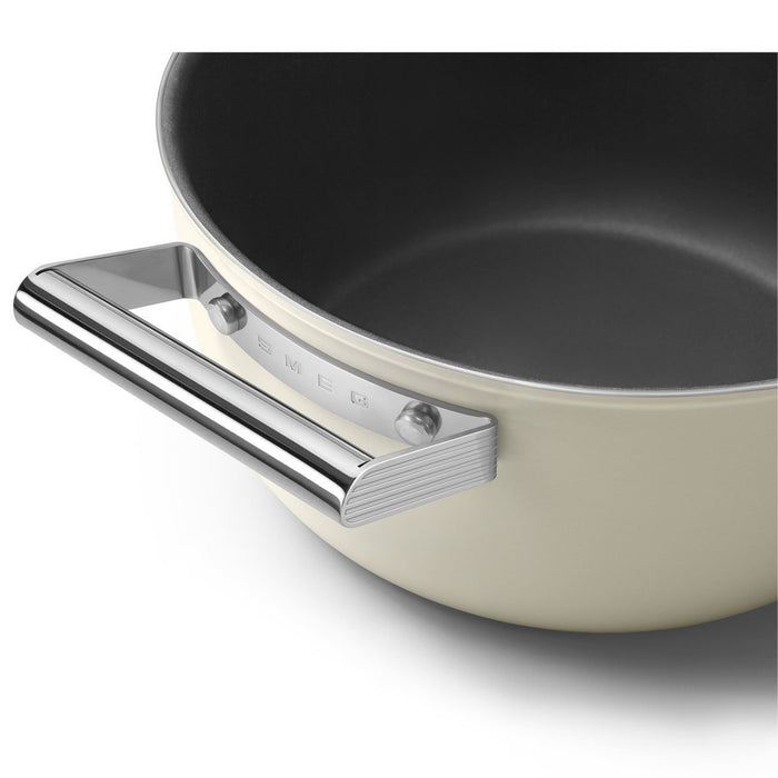 SMEG kookpan 24cm - Anti aanbak - Met deksel - Crème mat
