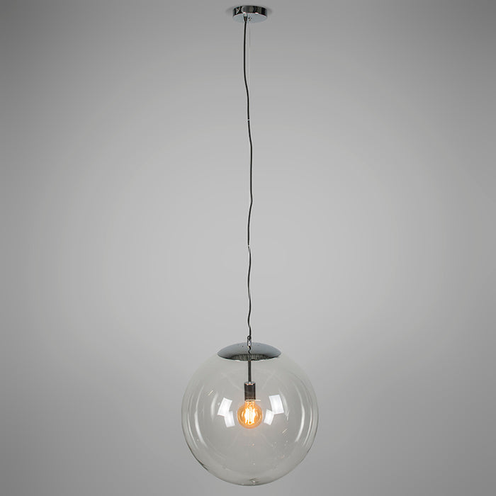 QAZQA Scandinavische hanglamp chroom met helder glas - Ball 50