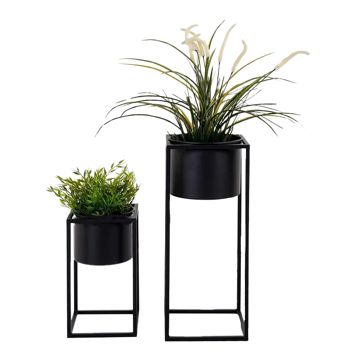 Artichok Finnley staande bloempot zwart - set van 2