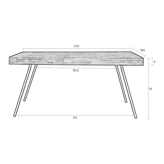 by fonQ Tygo Eettafel - 220 x 100 cm - Bruin