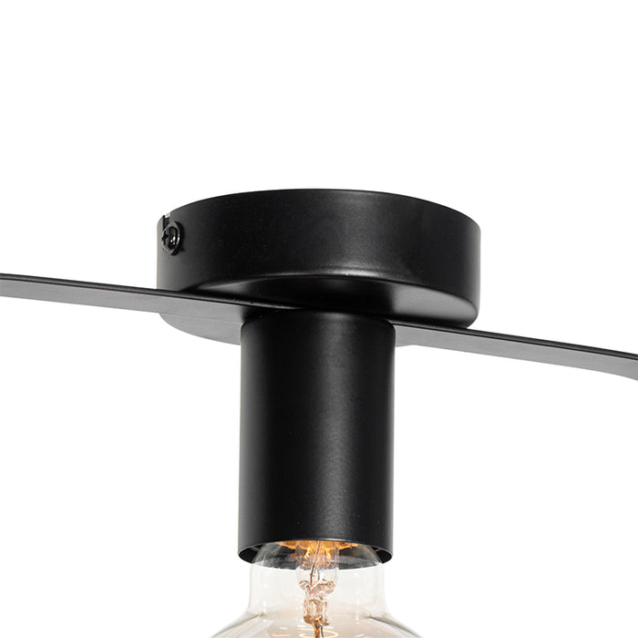 QAZQA Moderne plafondlamp zwart met glas rechthoekig - Roslini