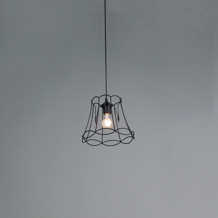 QAZQA Retro hanglamp zwart 25 cm - Granny Frame