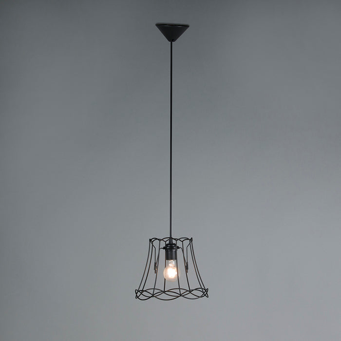 QAZQA Retro hanglamp zwart 25 cm - Granny Frame