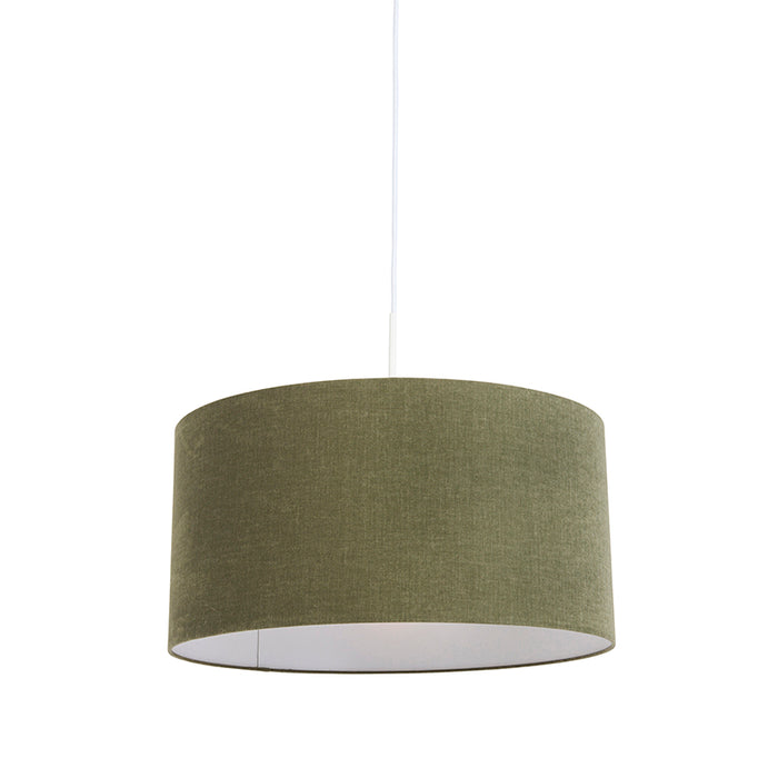 QAZQA Hanglamp wit met groene kap 50 cm - Combi 1