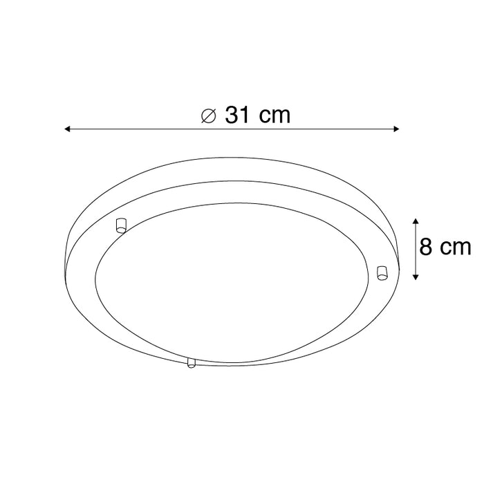 QAZQA Moderne plafonnière staal 31 cm IP44 - Yuma