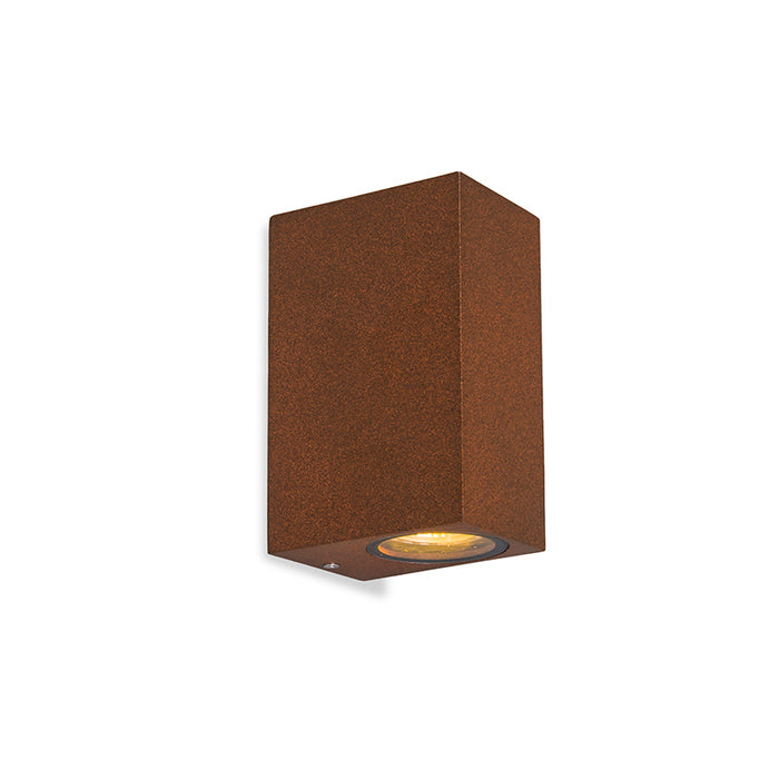 QAZQA Set van 2 industriële wandlampen roestbruin 2-lichts IP44 -