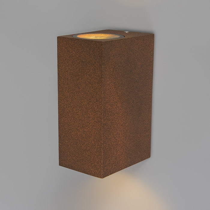 QAZQA Set van 2 industriële wandlampen roestbruin 2-lichts IP44 -