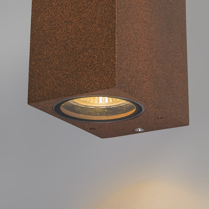 QAZQA Set van 2 industriële wandlampen roestbruin 2-lichts IP44 -