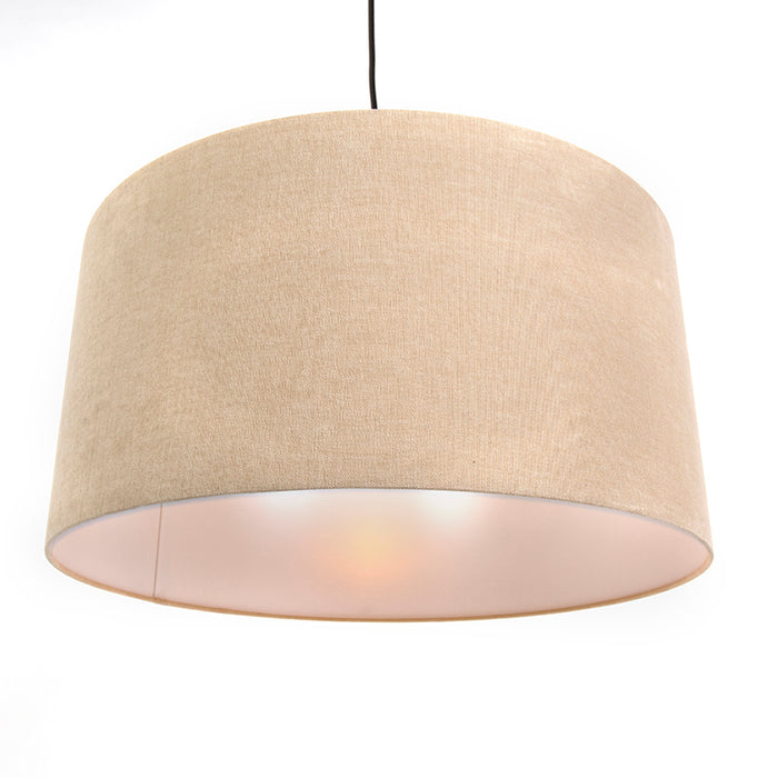 QAZQA Landelijke hanglamp zwart met beige kap 50cm - Combi