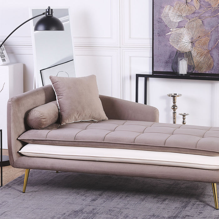 Beliani - GONESSE - Chaise longue - Taupe - Linkerzijde - Polyester