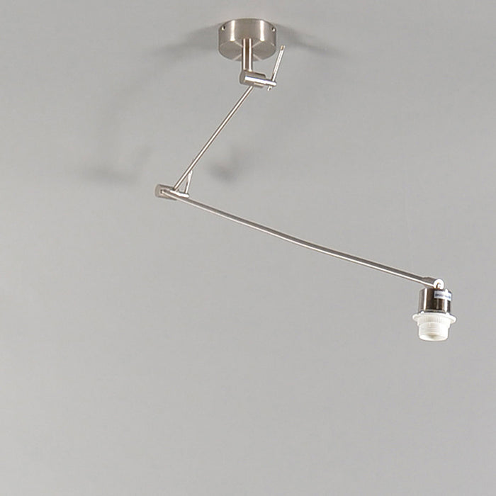 QAZQA Hanglamp staal met kap 35 cm lichtbruin verstelbaar - Blitz