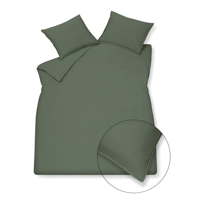 Vandyck Washed Cotton Dekbedovertrek 240 x 200/220 cm - Earth Green