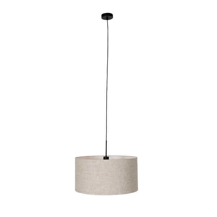 QAZQA Landelijke hanglamp zwart met beige kap 50 cm - Combi 1