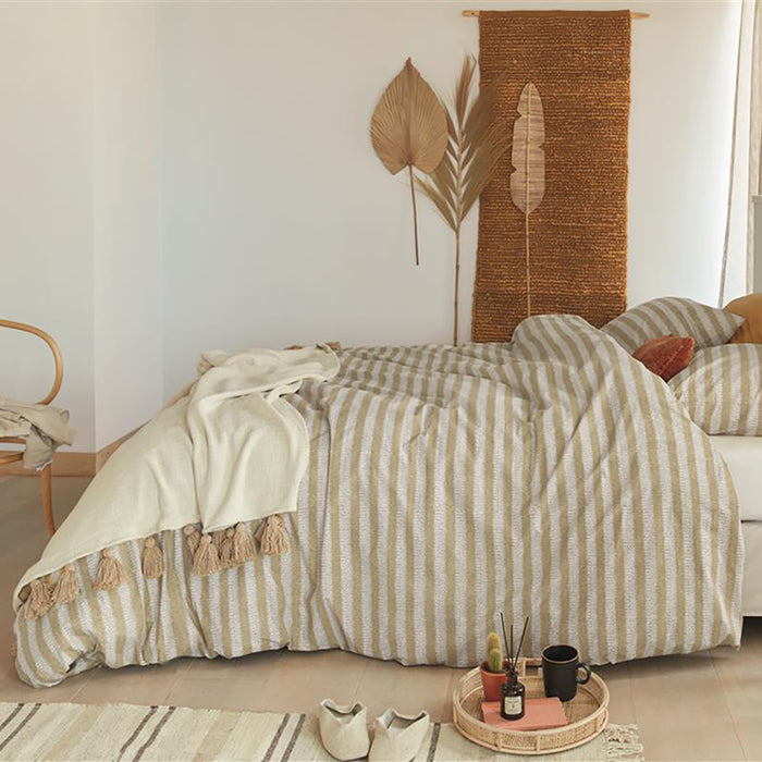 Ariadne at Home Knit Stripes Dekbedovertrek 200 x 200/220 cm - Naturel