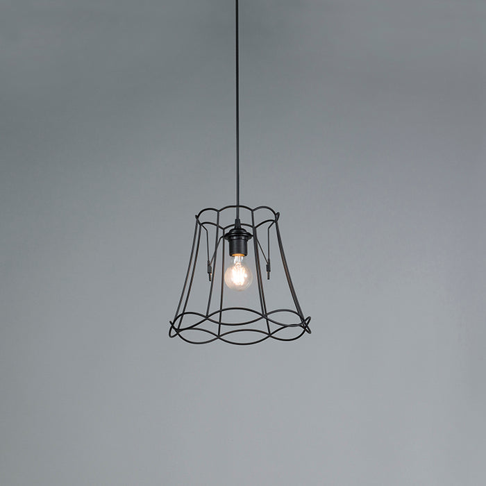 QAZQA Retro hanglamp zwart 30 cm - Granny Frame