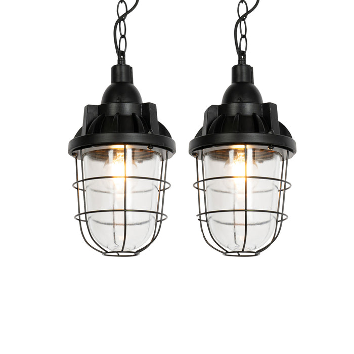 QAZQA Set van 2 industriële hanglampen zwart - Cabin