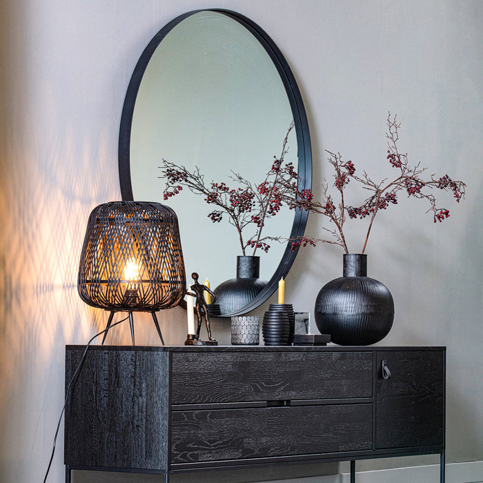 Woood Doutzen Spiegel - Zwart - Ø 80 cm