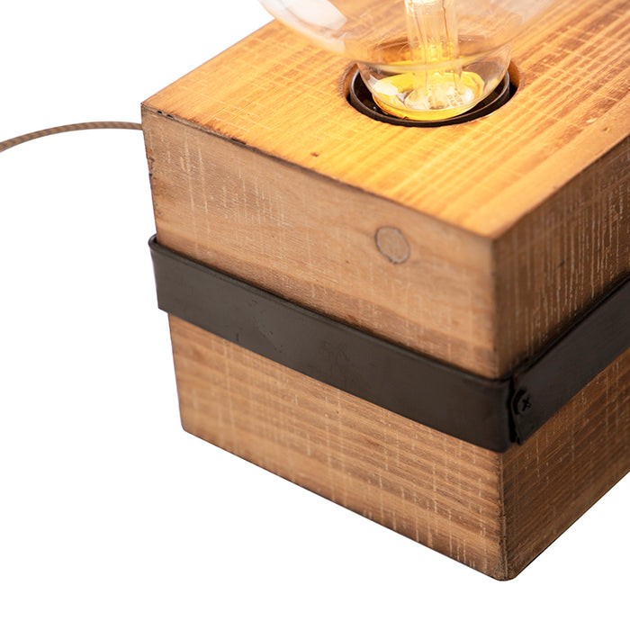 QAZQA Industriële tafellamp hout - Reena