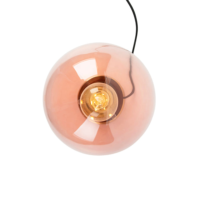 QAZQA Art deco tafellamp messing met roze glas - Pallon