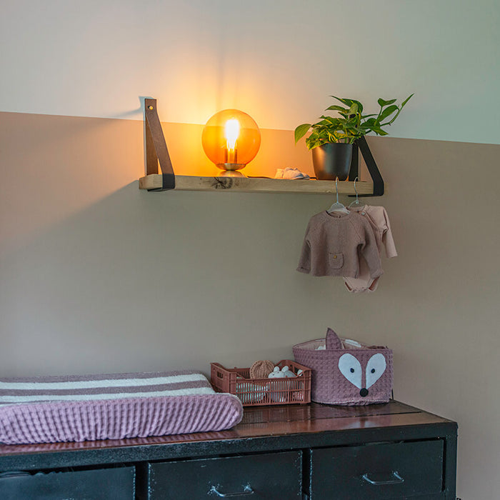 QAZQA Art deco tafellamp messing met roze glas - Pallon