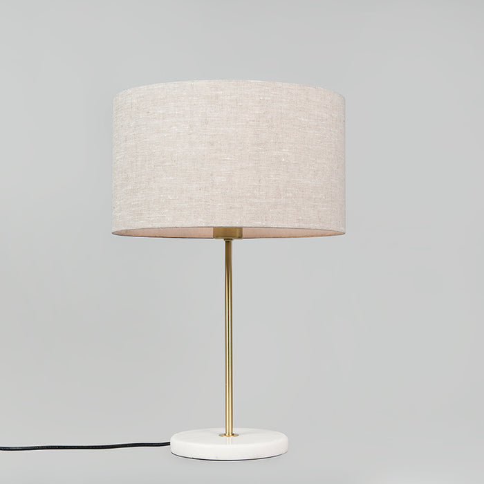 QAZQA Tafellamp messing met grijze kap 35 cm - Kaso