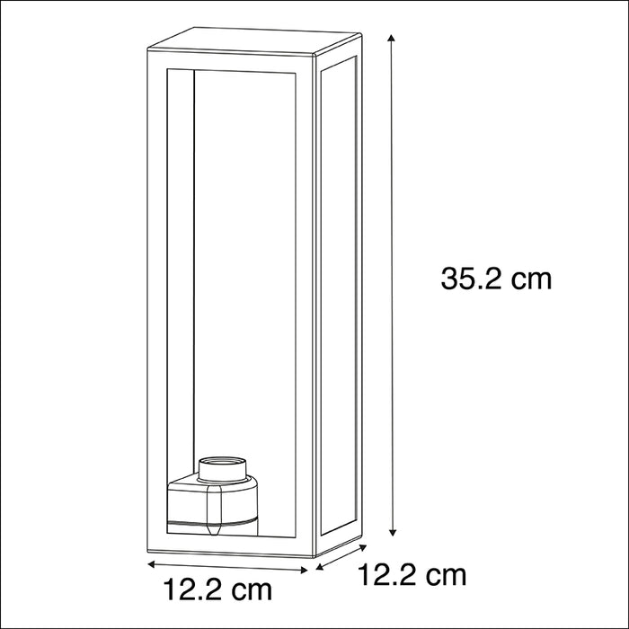 QAZQA Moderne rechthoekige buiten wandlamp zwart met glas - Rotterdam