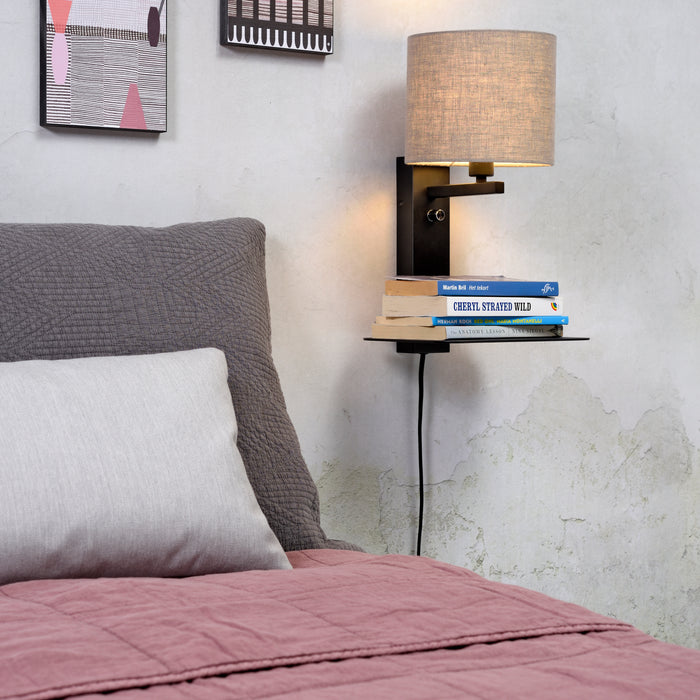 it's about RoMi Florence Wandlamp H 42 cm - Zwart / Dark Linnen