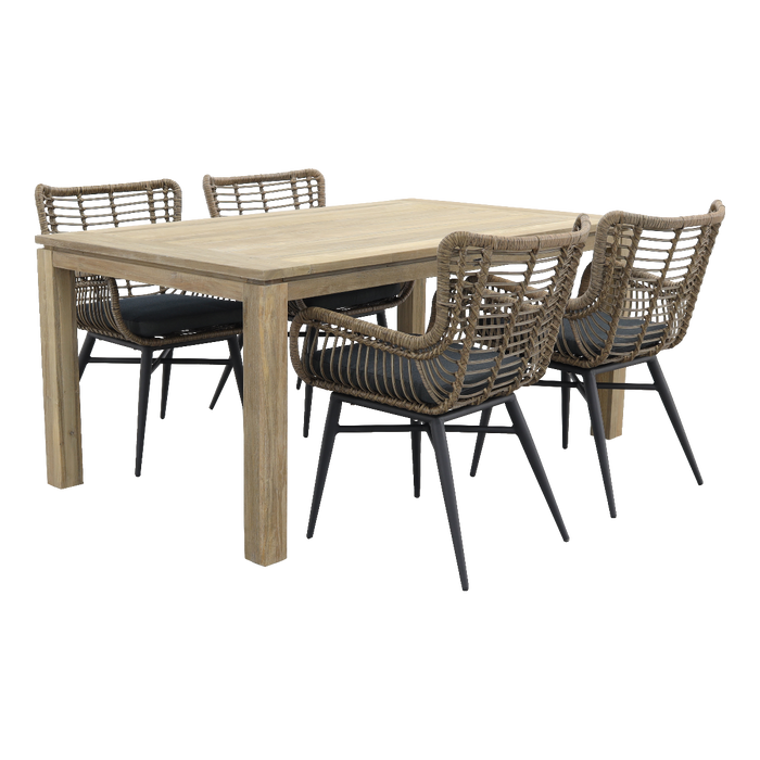 VDG Jasmine natural|Rome grey 170 cm. tuinset - 5-delig