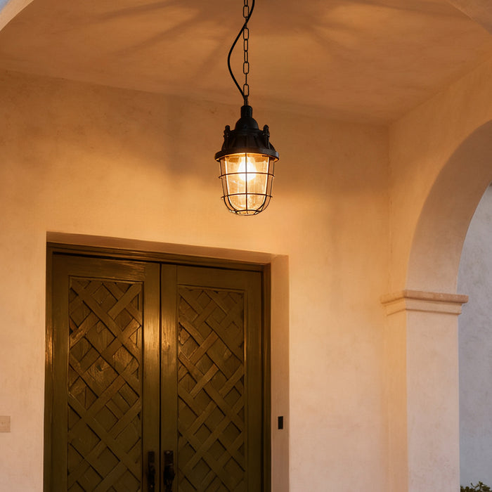 QAZQA Industriële hanglamp zwart met glas - Cabin